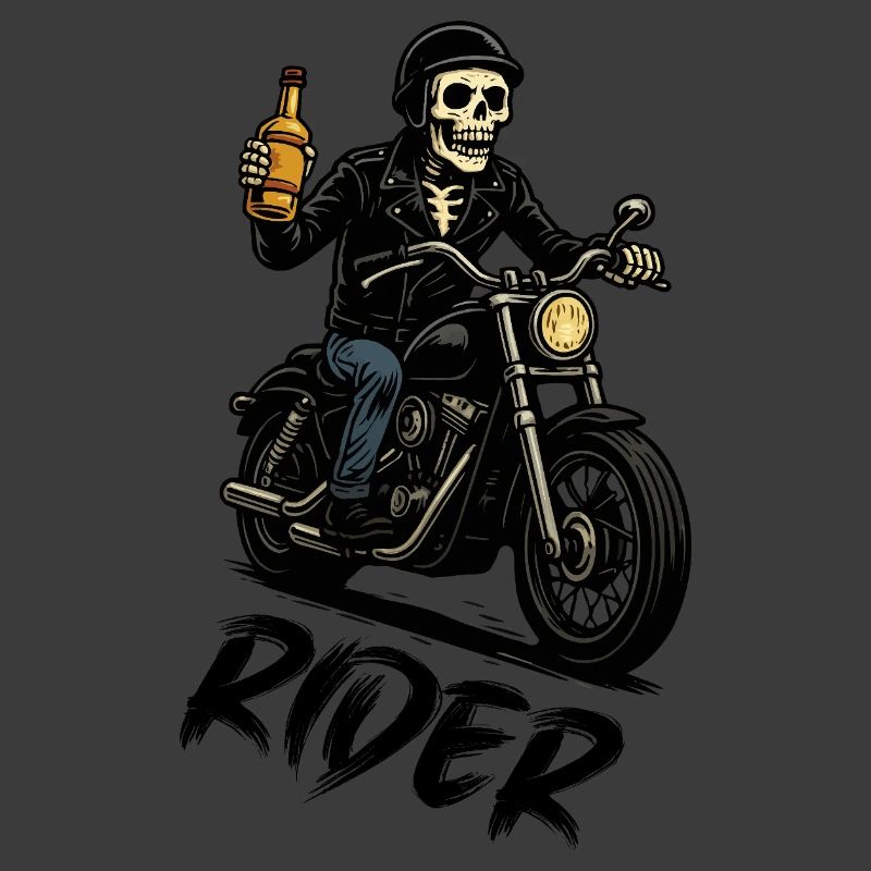 Skelettbiker mit Flasche