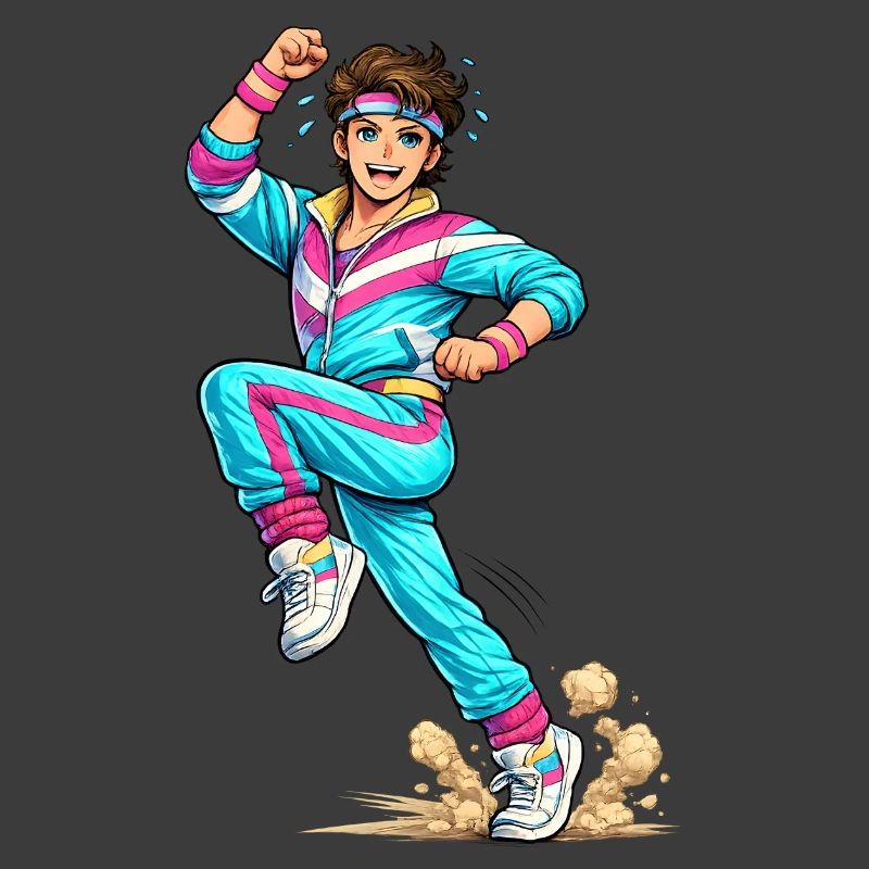 Energischer Retro-Aerobic-Mann