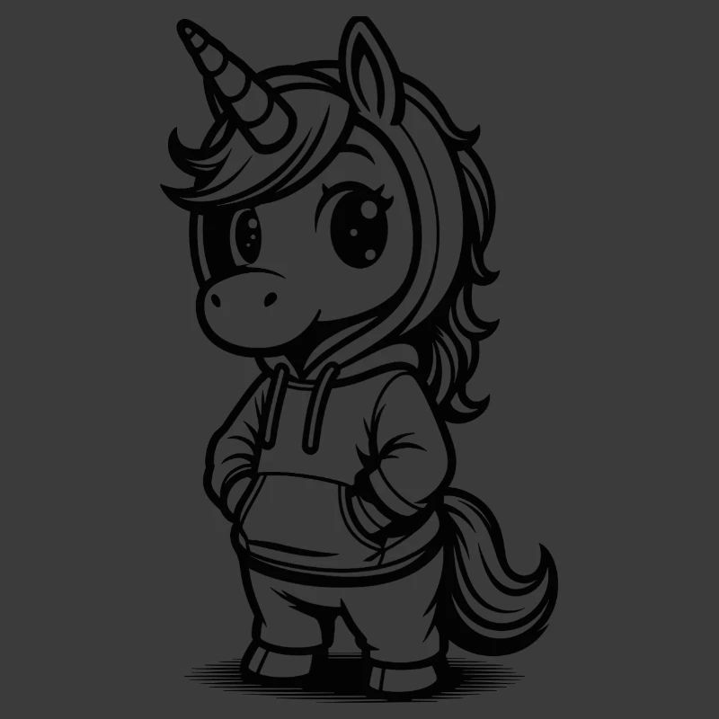 Chibi-Einhorn im Hoodie