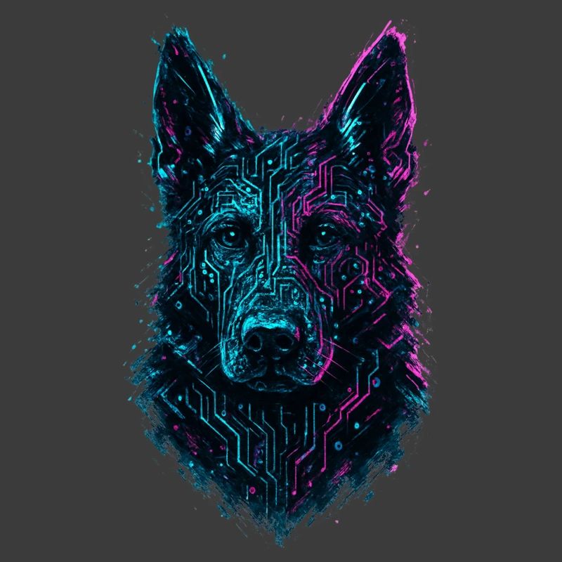 German Shepherd Cyber Tech Neon Design