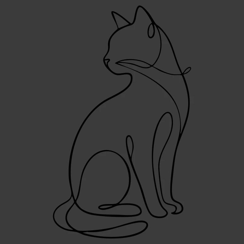 Einzeilige sitzende Katzensilhouette