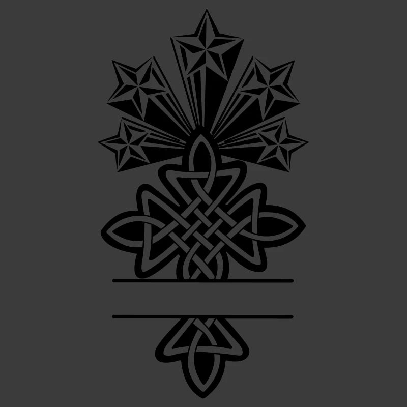Celtic cross monogram five stars