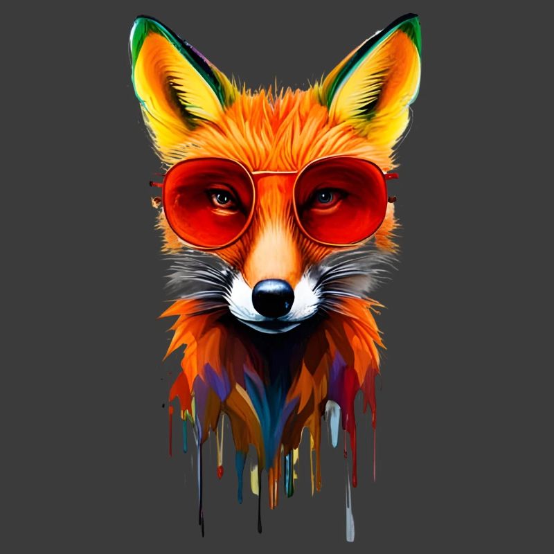 Neonfuchs mit roter Brille