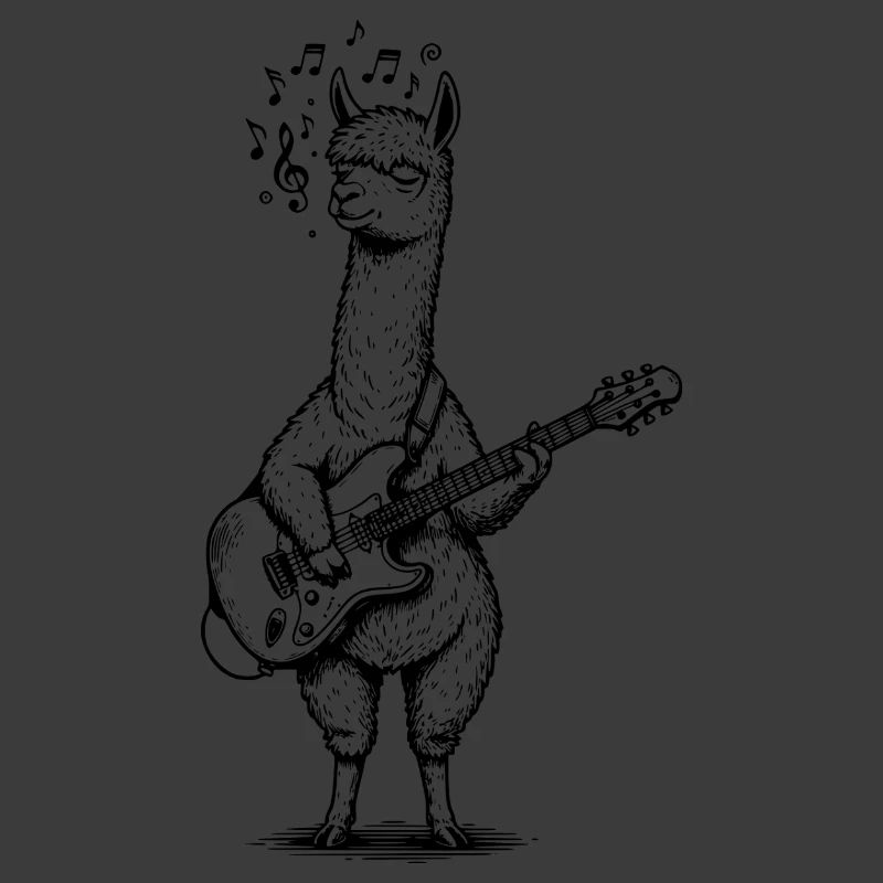 Guitar Playing Alpaca Art