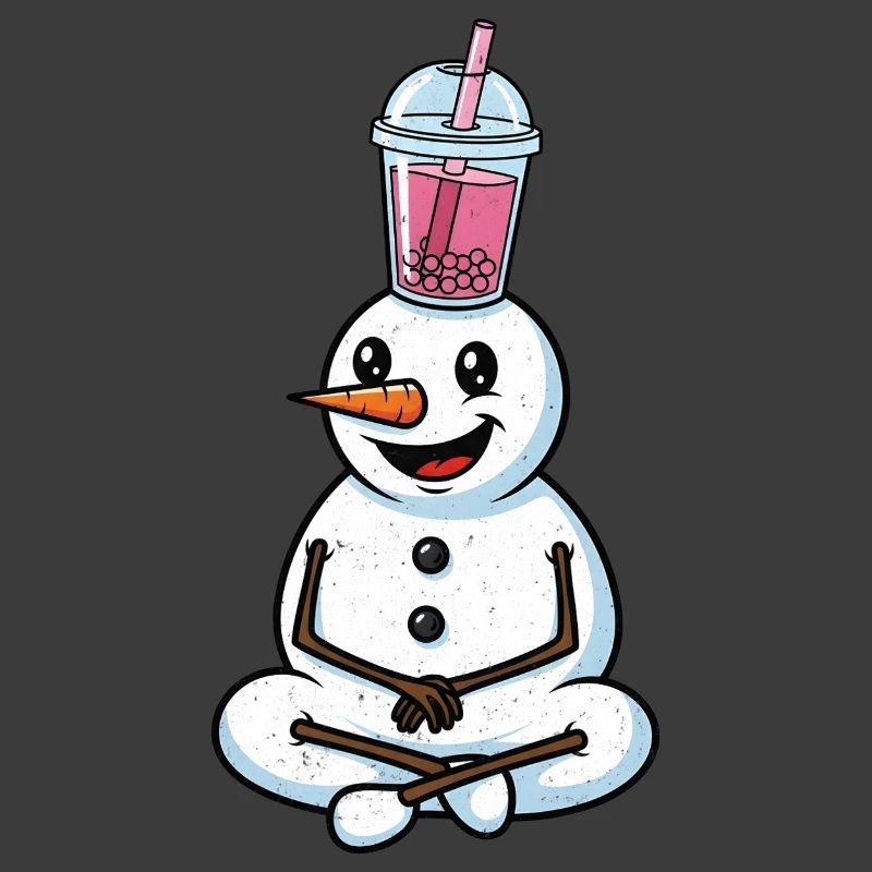 Snowman with Bubble Tea