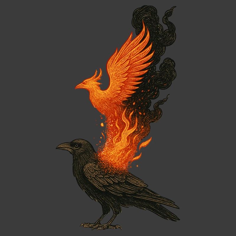 Raben-Phönix-Feuer-Renaissance-Vogel-Mythos