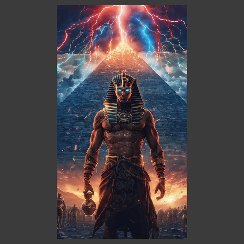 Pharaon du Tonnerre devant la pyramide