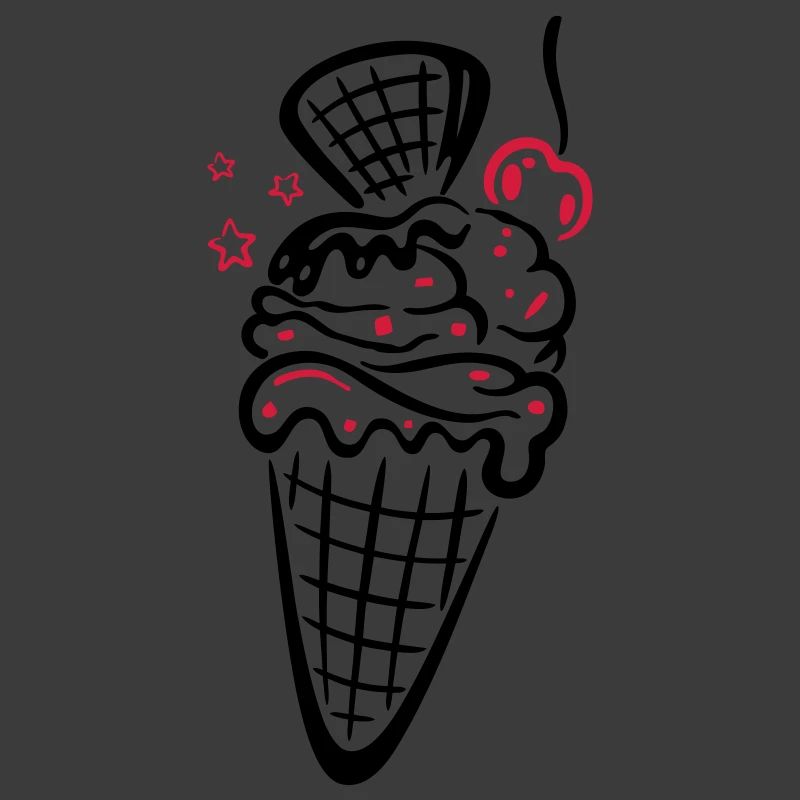 Eis, Eiswaffel mit Kirsche