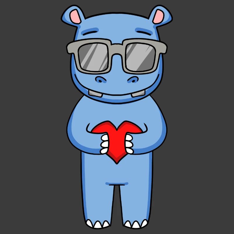 Nilpferd mit Sonnenbrille und Herz