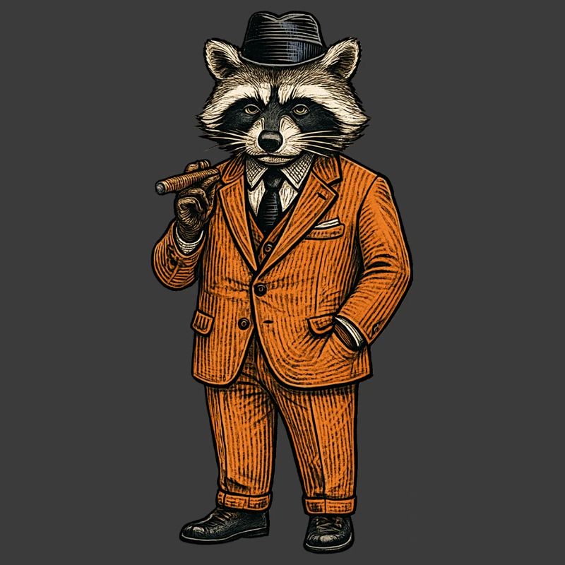 Raccoon Gentleman mit Zigarre