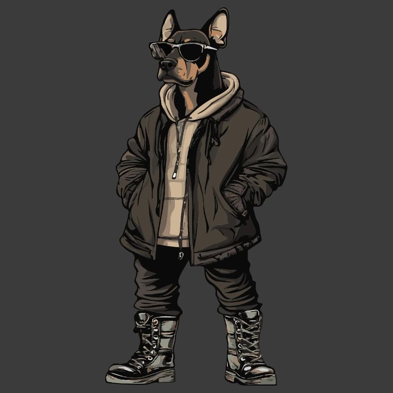 Dobermann Hund Cool Winter