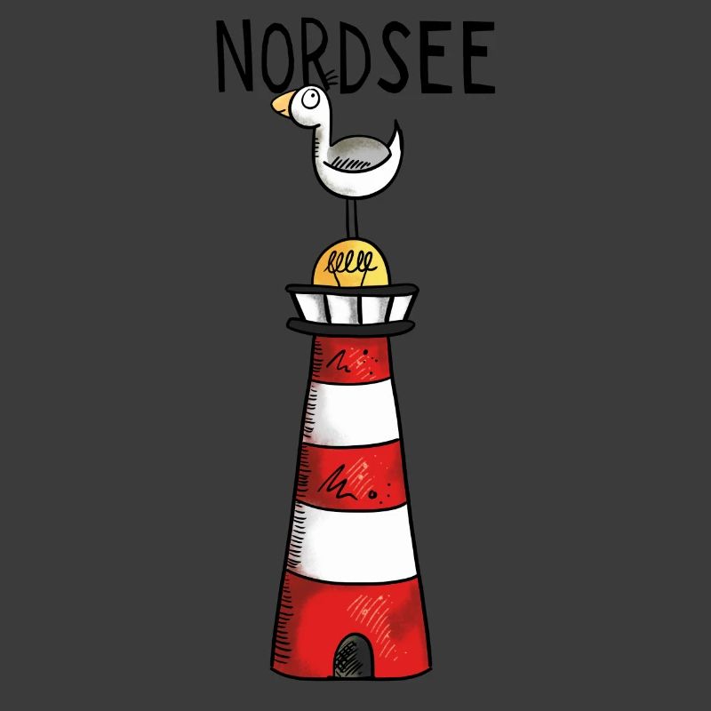 Nordsee Leuchtturm - Möwe - Comic - Geschenk
