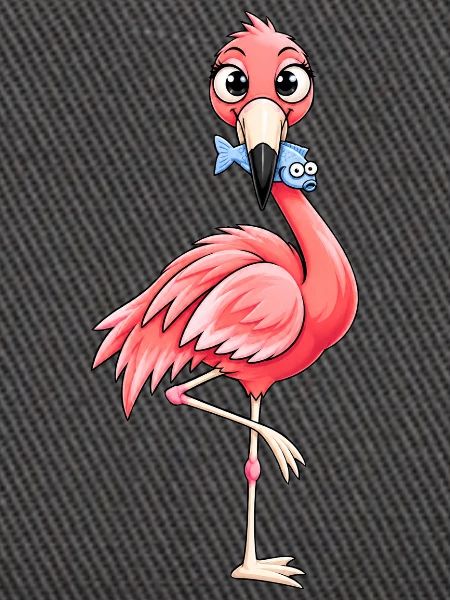 Lustiger Flamingo mit Fisch