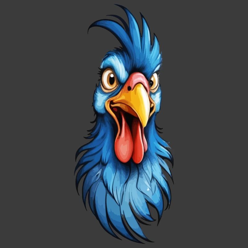 A blue-feathered rooster