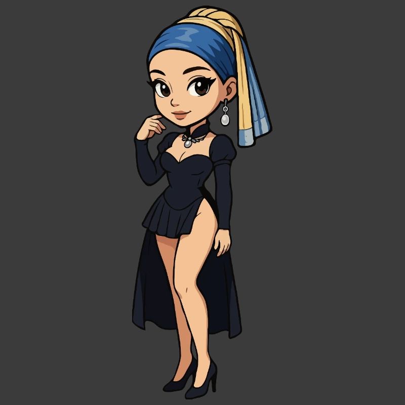 Mädchen mit Perlenohrring Chibi Super Deformed