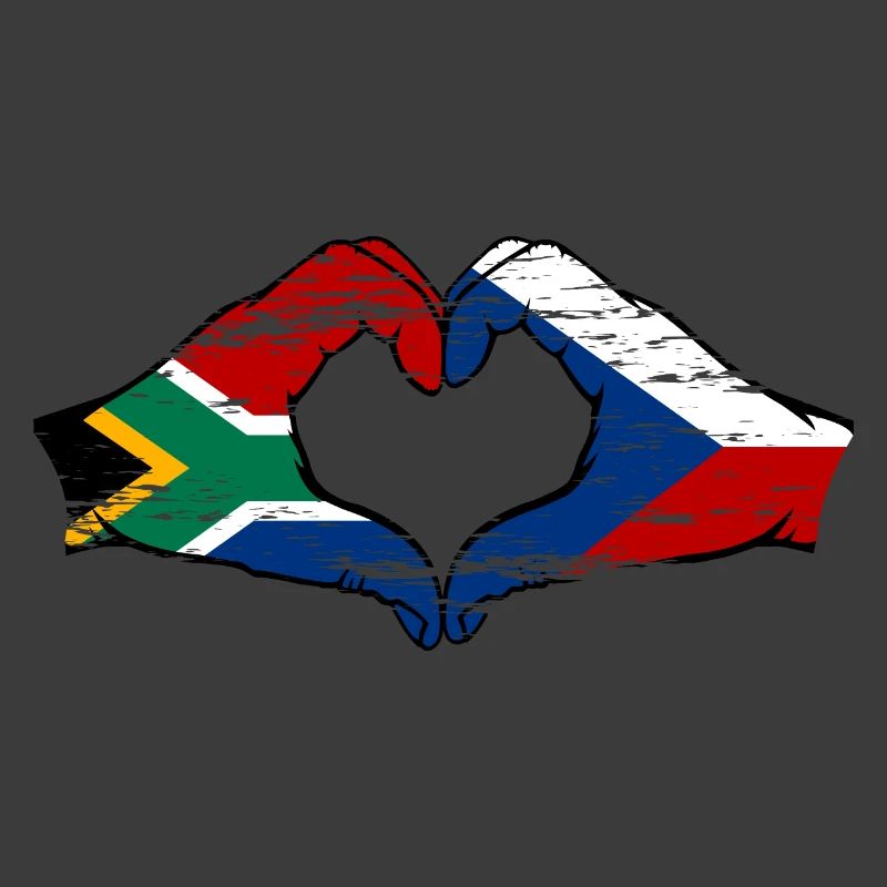 Afrique du Sud République tchèque drapeau mains forme de coeur utilisé