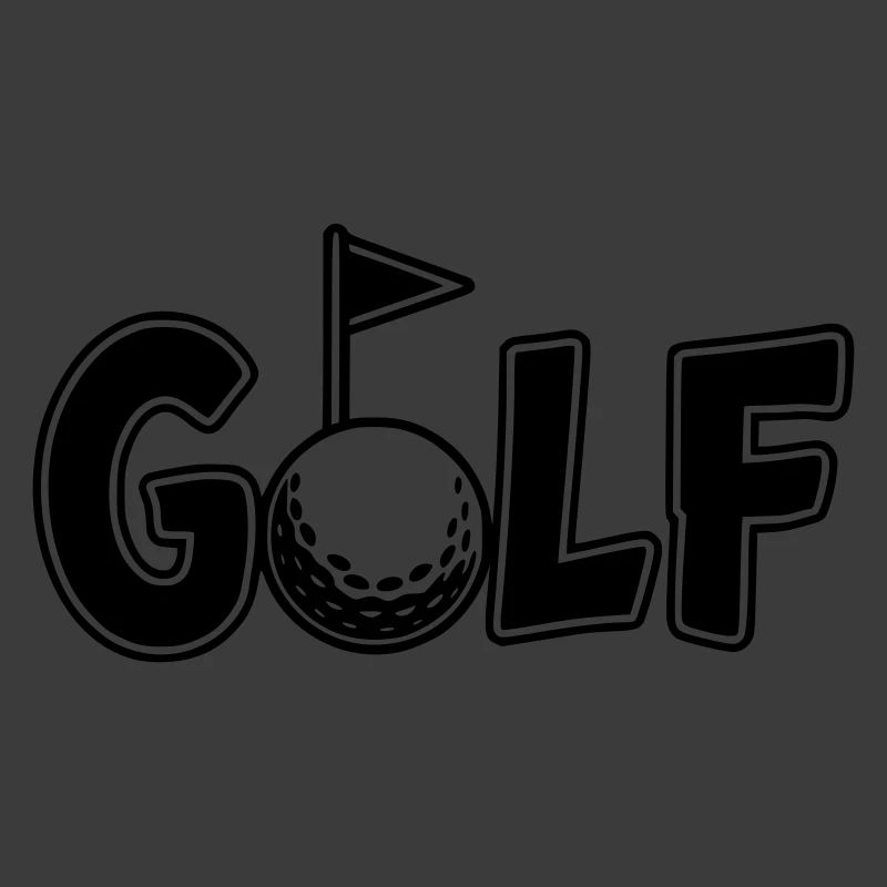 Lettrage de golf avec balle de golf et drapeau de golf