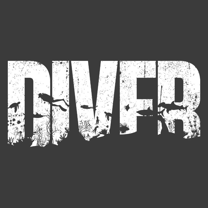 Diver Ocean Bird Silhouette Typography