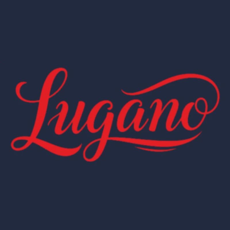 Lugano in Elegant red font with verve