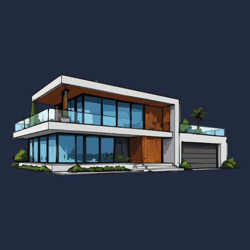 Illustration d’architecture moderne de villas