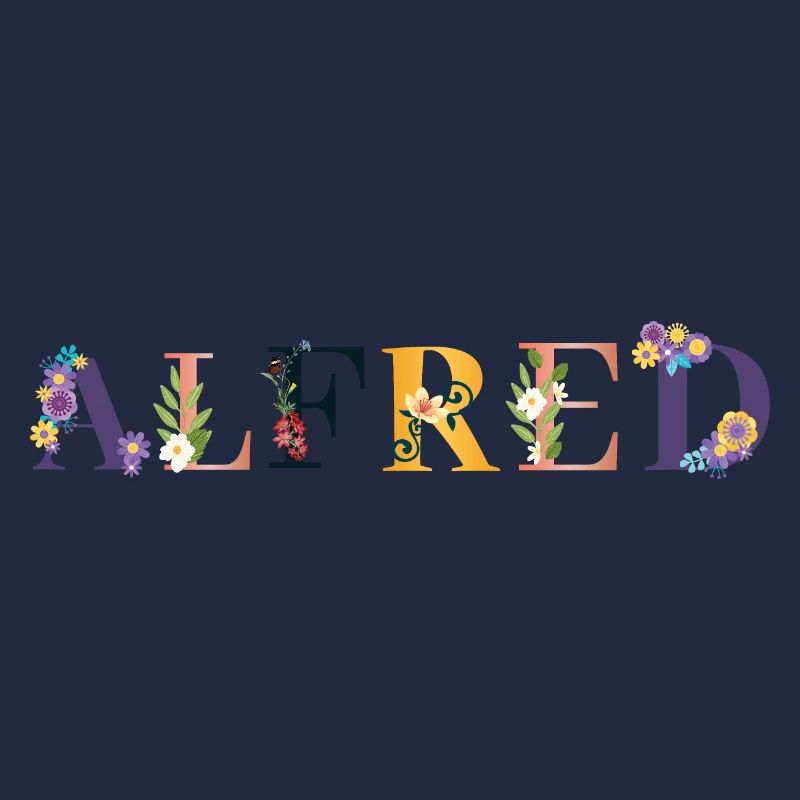 ALFRED's name adorned with flowers