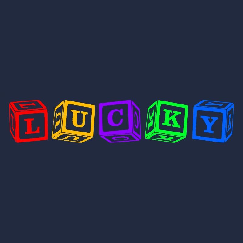 Lucky – Conception colorée de lettres en cube 3D