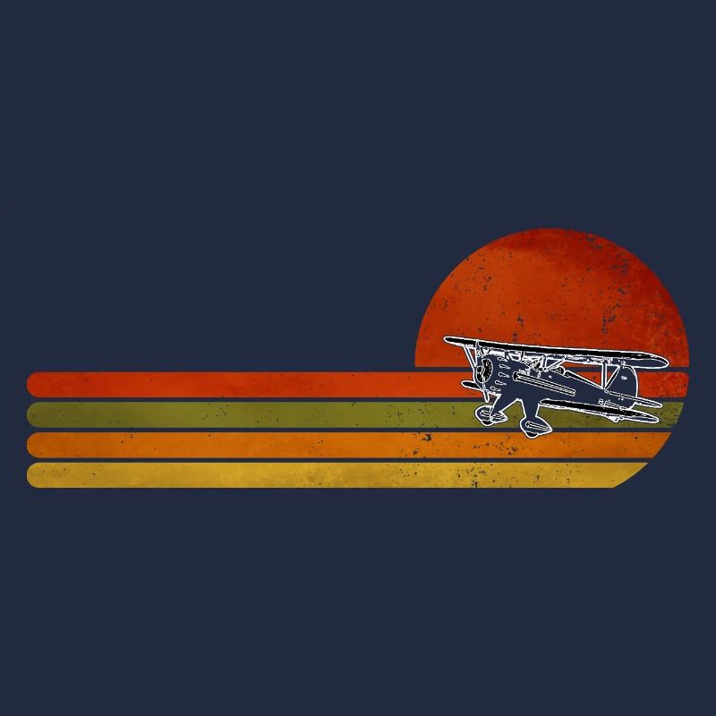 Retro Flugzeug Sunset Stripes