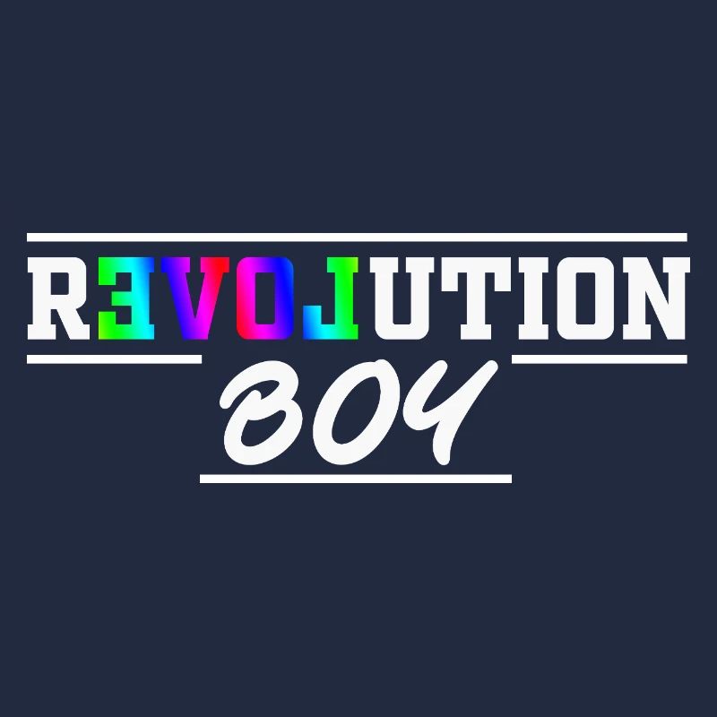 Revolution Boy Rainbow Pride Text Graphic