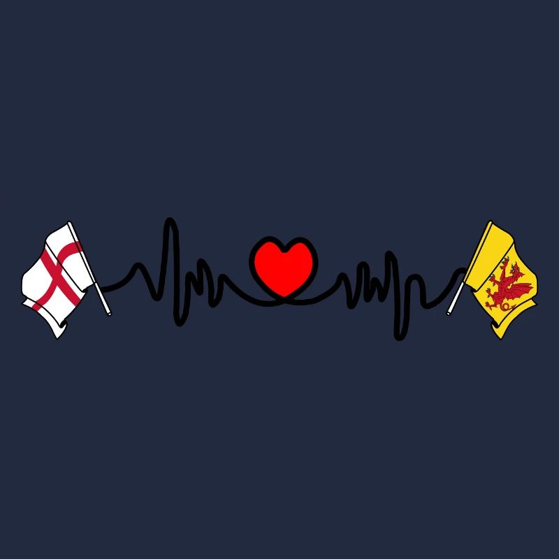 Drapeau du Somerset + battement de cœur + drapeau de l’Angleterre