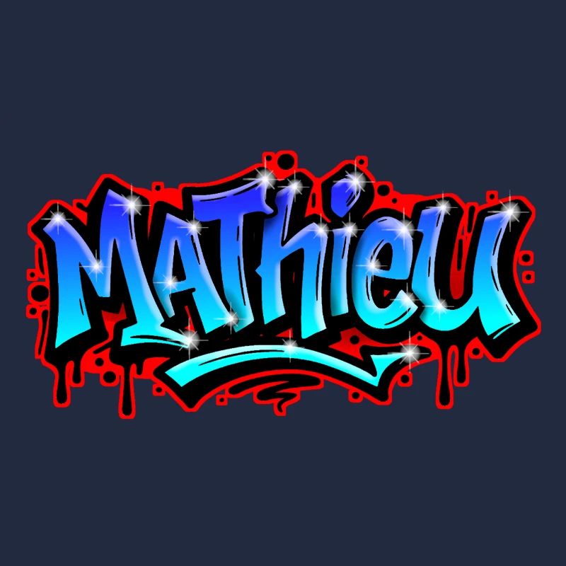 Mathieu Graffitiprénom imprimable Bleu Urbain