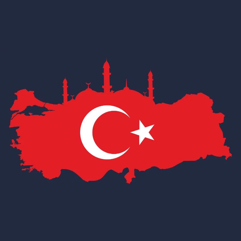 Turkish map with mosque silhouette