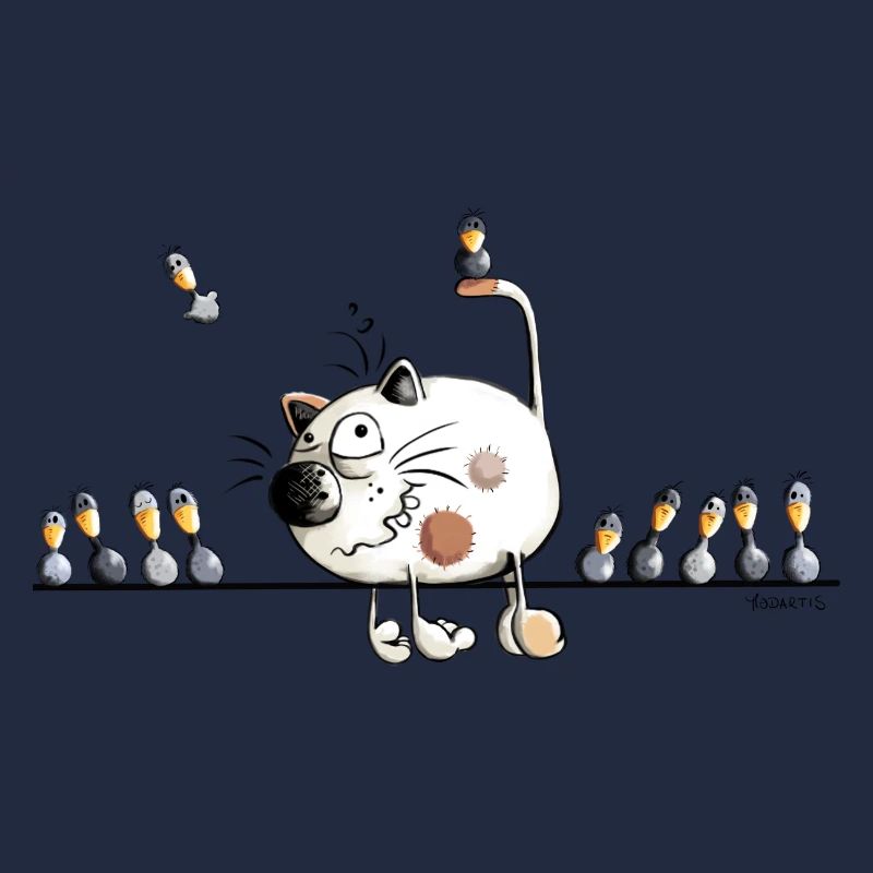 Chat avec oiseaux
