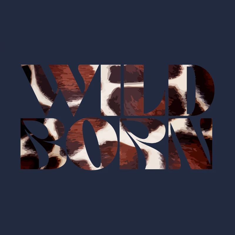 Vache sauvage née texture impression typographie