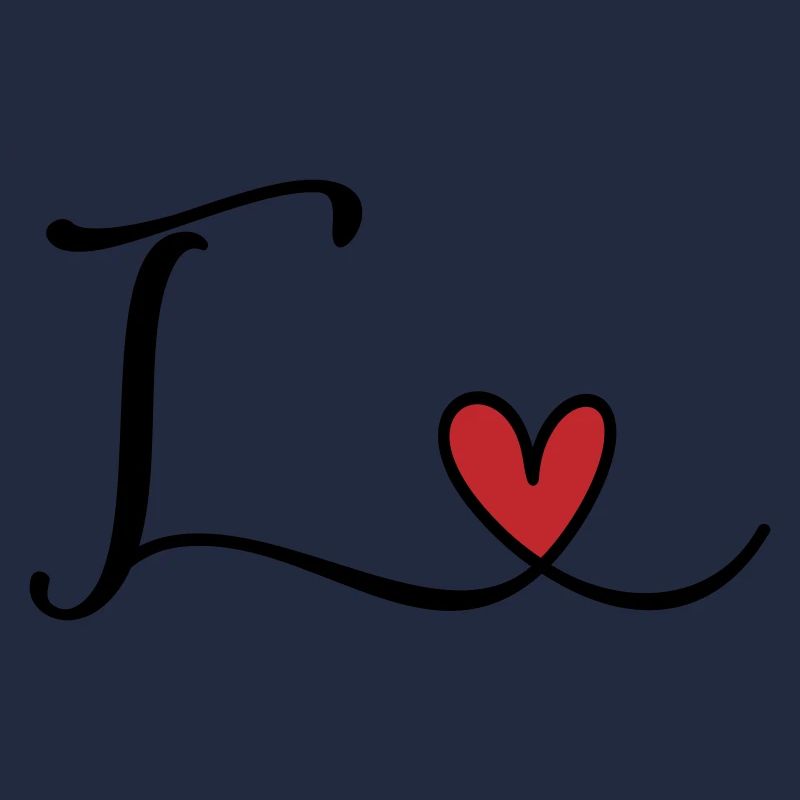 Buchstabe T Monogramm mit Herz