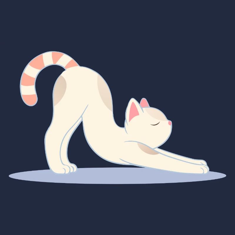 chat mignon dans une pose d’étirement de yoga classique