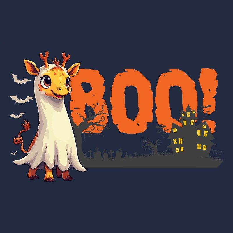 Boo Giraffe Ghost Halloween Cute