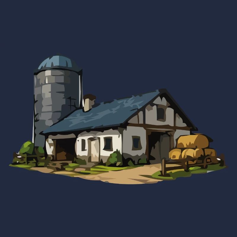 Ländliche Scheune mit Silo