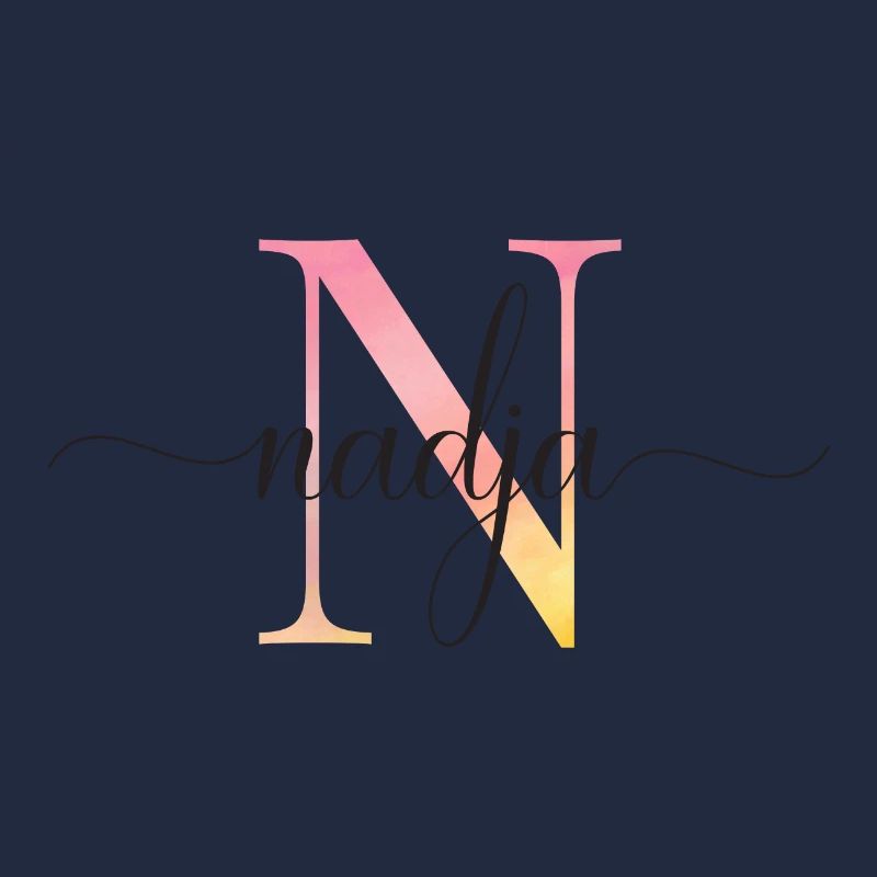 N | Monogram | Name | Nadja |Watercolor