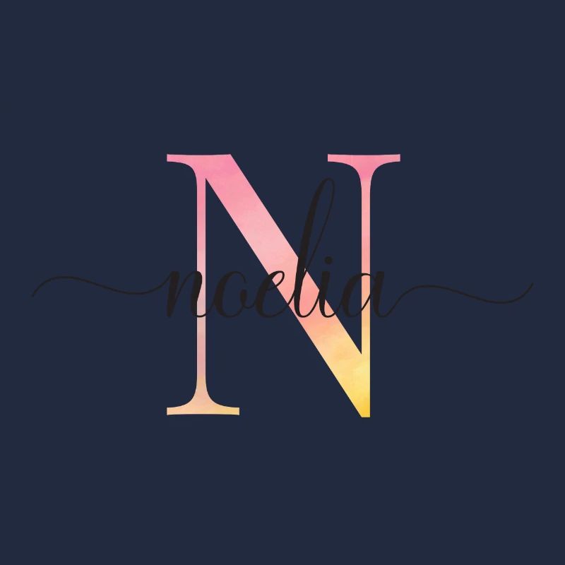 N | Monogramme | Nom | Noelia |Aquarelle