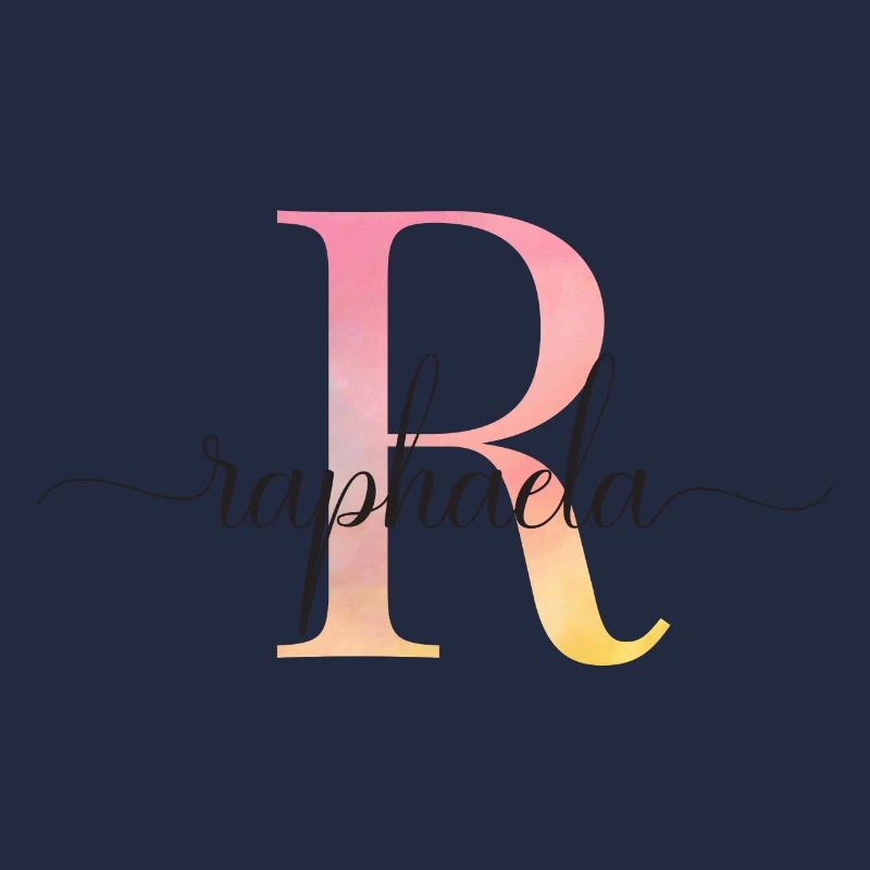 R | Monogram | Name | Raphaela |Watercolor