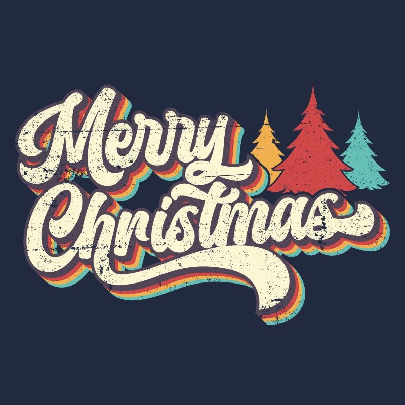 Rétro Joyeux Noël Arc-en-ciel Script