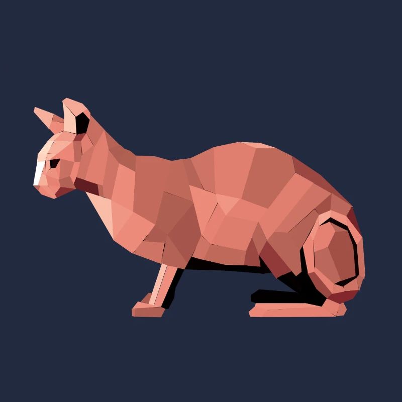 Sphynx Low Poly Cat – Geometric Design