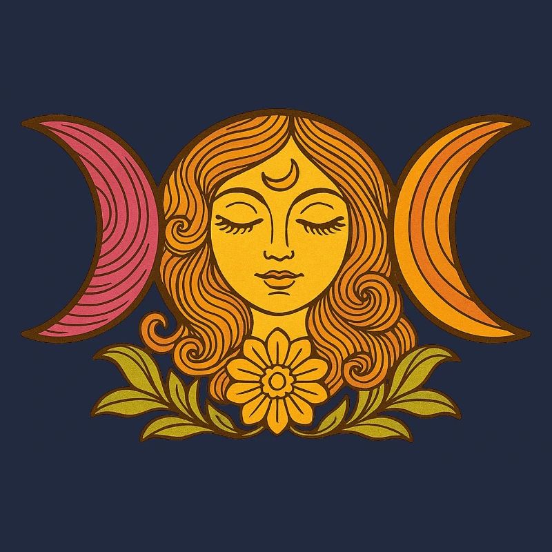 Himmlische Mondphasen mit Blumenmotiv