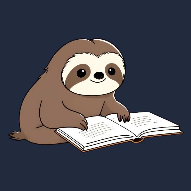 Cute Sloth Reader with Book
