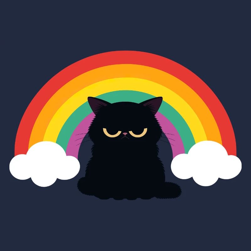 Mürrische Katze unterm Regenbogen