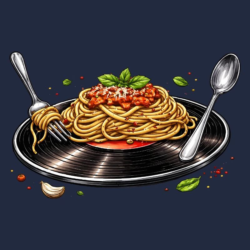 Spaghetti auf Vinyl-Schallplatte