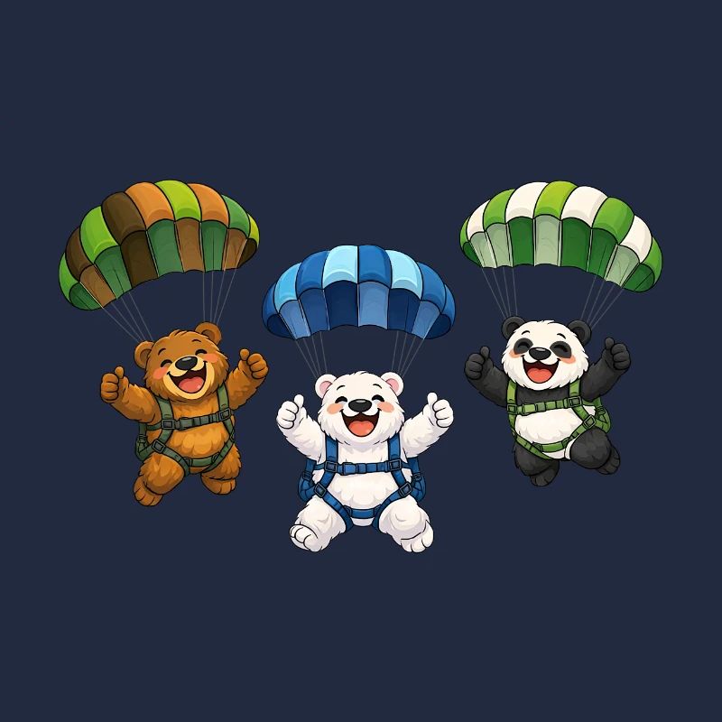 Three Bears Jump with a Parachute