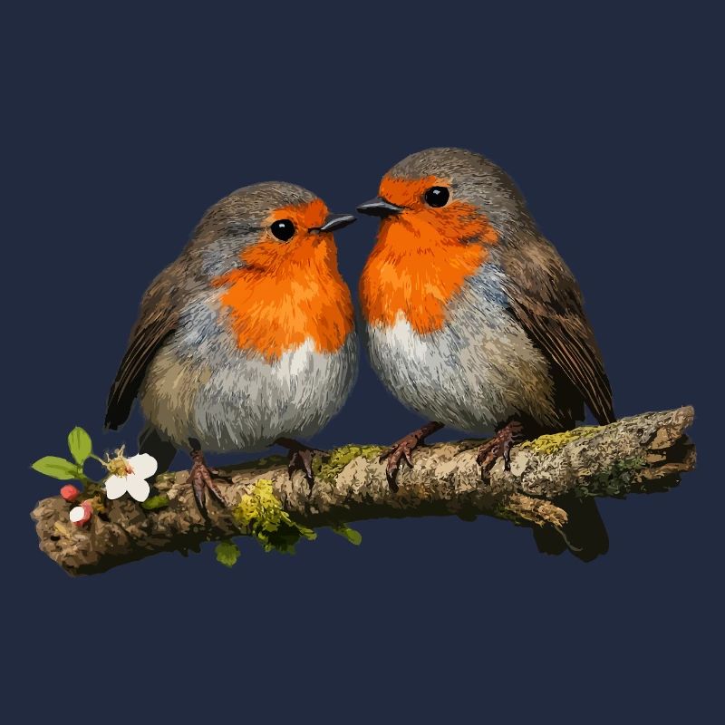 Duo Red Robin on Branch