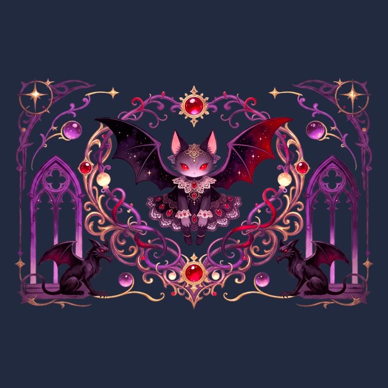 Gothic Vampire Cat Dark Fantasy Witchy Design