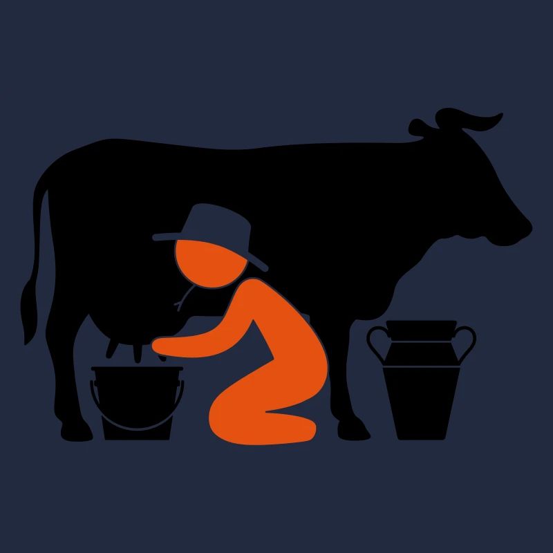 Bauer beim Melken einer Kuh